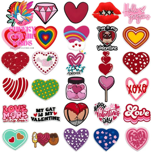 1PCS Valentine's Day Series Shoe Charms Love Rose Diamond Kiss Shoe Buckle Accessories for Couple Romantic Style Holiday Gift - Cheeky Fantail Finds