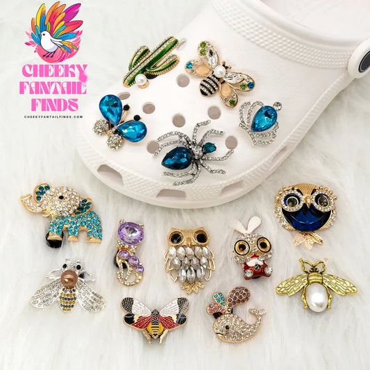 1PCS Vintage Metal Shoe Charms Crystal Bunny Butterfly Shoe Decorations Luxury Bear Women Girls Favor Sandals Accessories Gifts Cheeky Fantail Finds