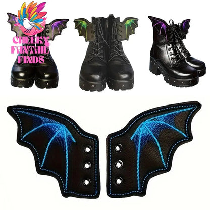 1Pair Angel Wing Shape Girls Boot Skate Shoes DIY Decorations Sneaker Clothing Shoelaces Decoration Punk Emo Style Halloween Cheeky Fantail Finds