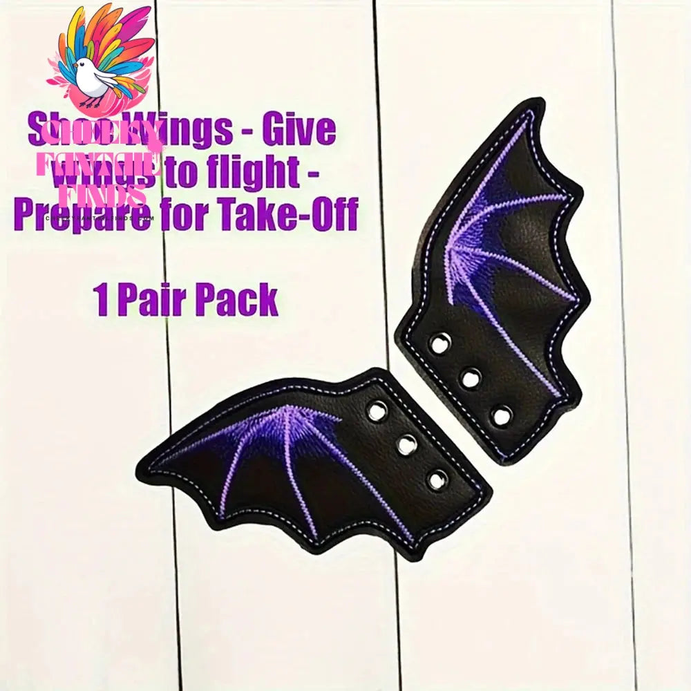 1Pair Angel Wing Shape Girls Boot Skate Shoes DIY Decorations Sneaker Clothing Shoelaces Decoration Punk Emo Style Halloween Cheeky Fantail Finds
