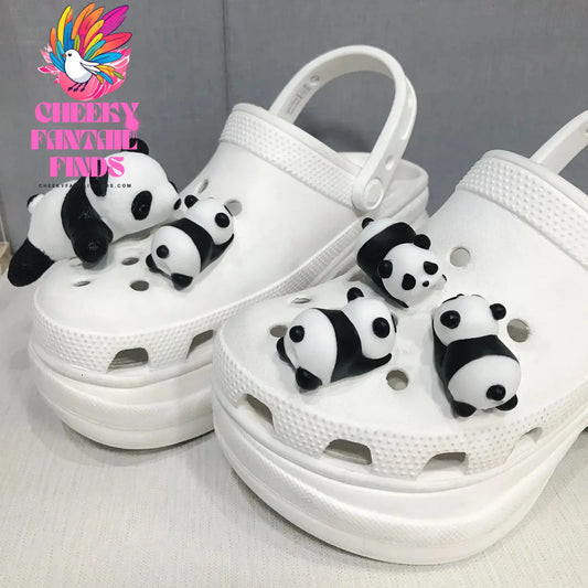 1Pcs Cute Panda Baby Shoe Charms Lovely Cartoon Stereoscopic Sandals Decorations Children DIY Slipper Hole Shoes Accessories New Cheeky Fantail Finds