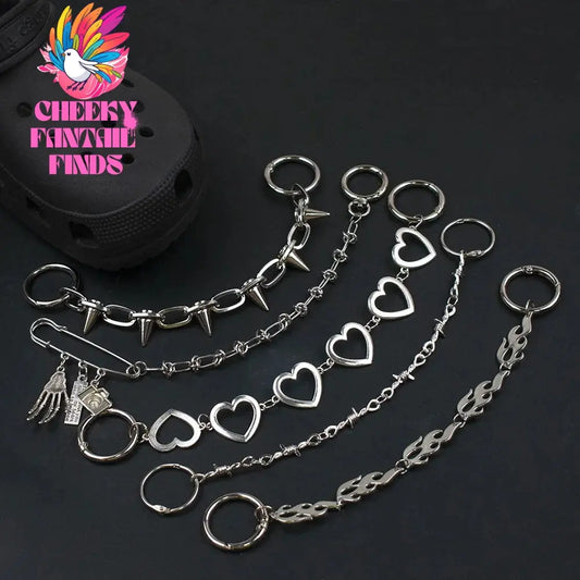 1Pcs Hip-hop Metal Sneaker Decoration Punk Fashion High-top Canvas Shoe Chain Dark Style Pin Men Women Slipper Sandal Accessorie Cheeky Fantail Finds