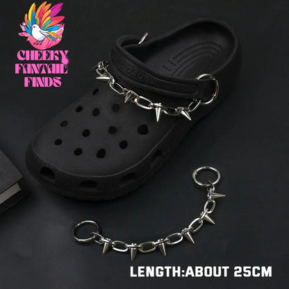1Pcs Hip-hop Metal Sneaker Decoration Punk Fashion High-top Canvas Shoe Chain Dark Style Pin Men Women Slipper Sandal Accessorie Cheeky Fantail Finds