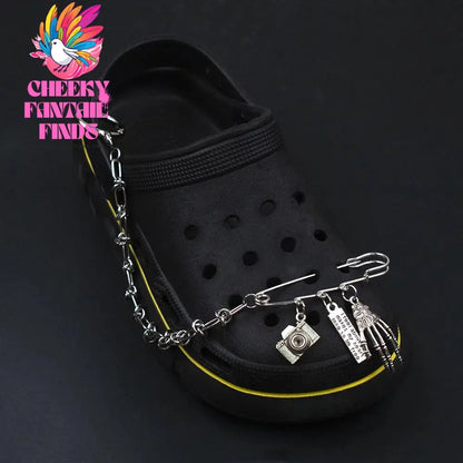 1Pcs Hip-hop Metal Sneaker Decoration Punk Fashion High-top Canvas Shoe Chain Dark Style Pin Men Women Slipper Sandal Accessorie Cheeky Fantail Finds