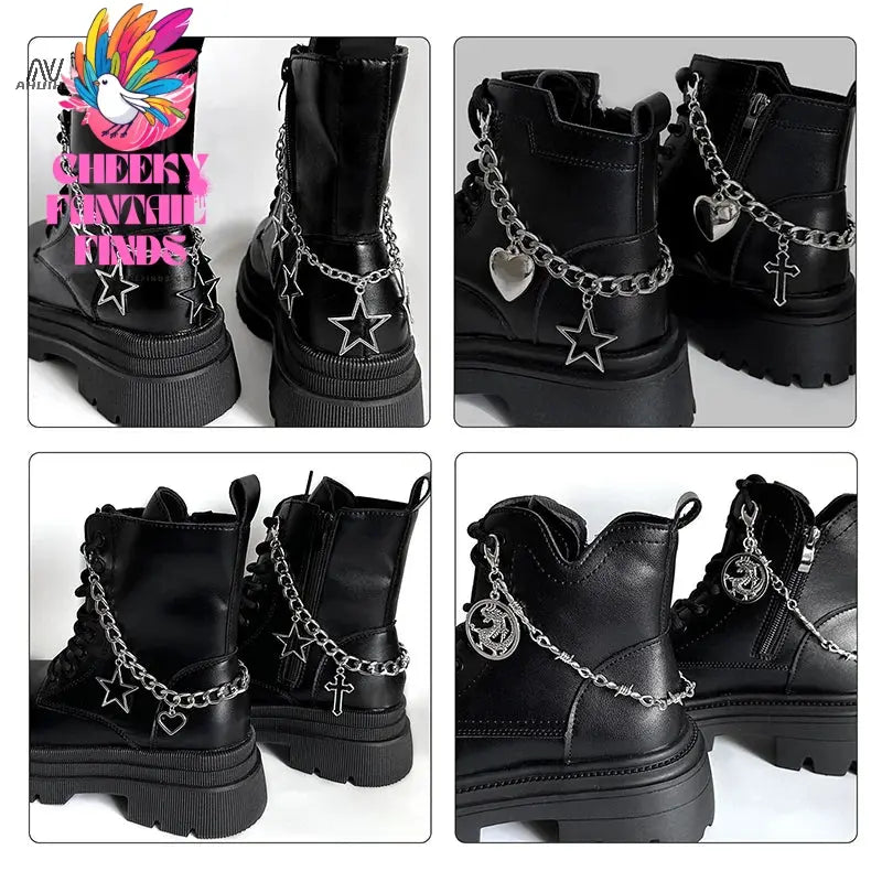 1Pcs Hollow Out Heart Star Charms Shoe Chains Martin Boots Canvas Shoes Buckles Decoration Y2k Shoes Accessories Cheeky Fantail Finds