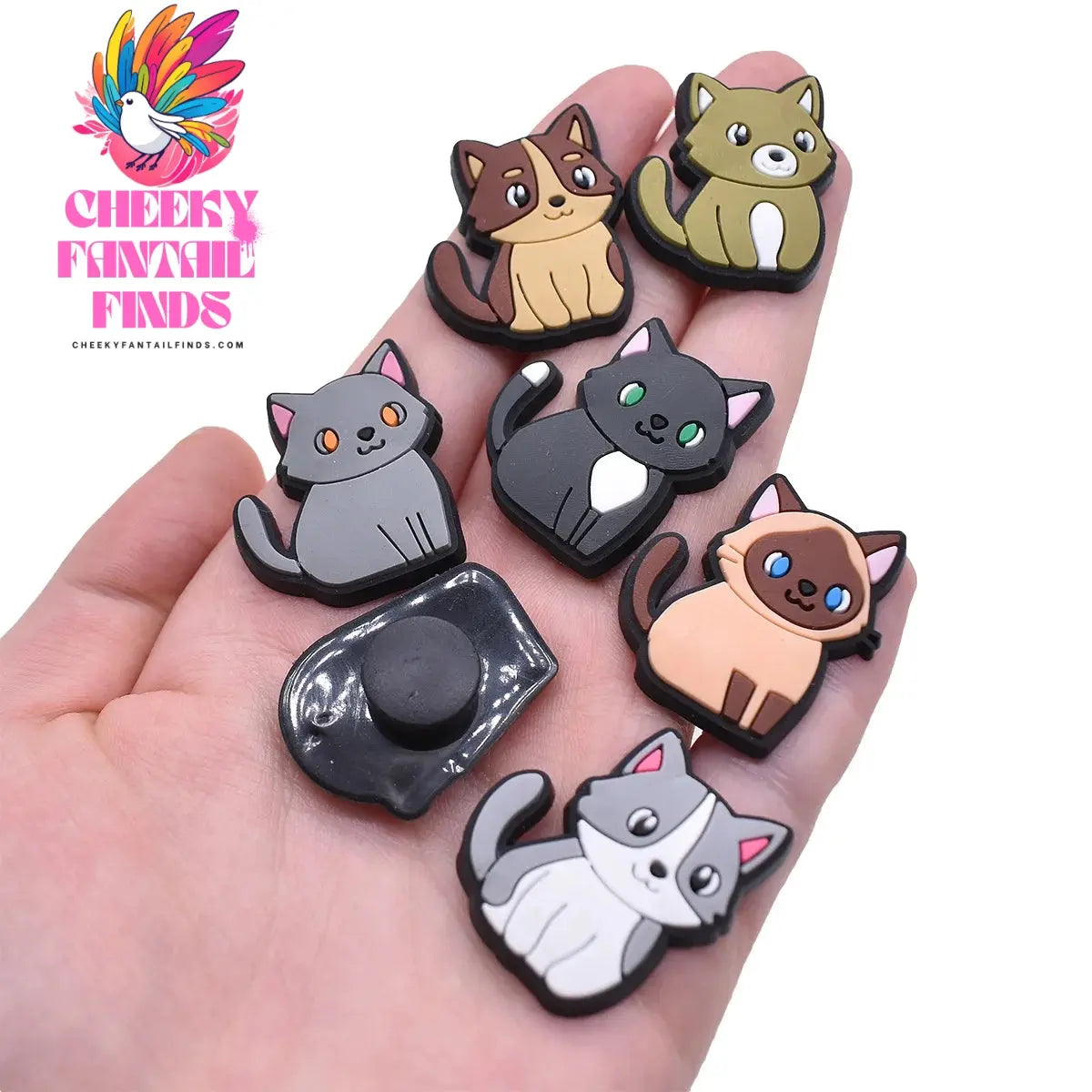 1Pcs PVC Cute Cats Shoes Charms for Shoe DIY Badge Clogs Buckle Kids Pins Decoration Jeans Shoe Accessories Cheeky Fantail Finds