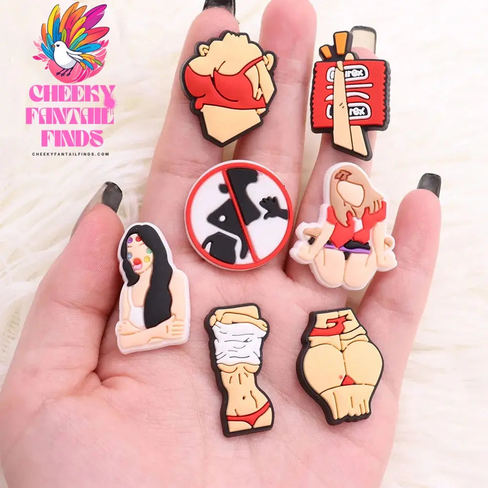 1Pcs PVC Sexy Body Part Woman Sandals Shoe Charms Accessories Shoe Buckle For Bracelet Kids Holiday Gift Cheeky Fantail Finds
