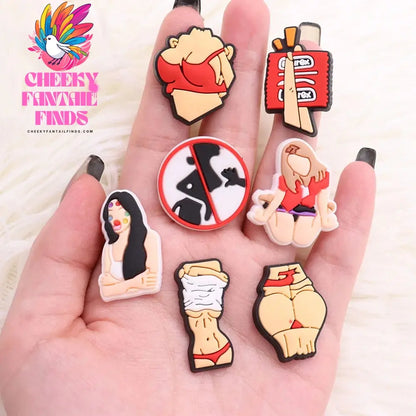 1Pcs PVC Sexy Body Part Woman Sandals Shoe Charms Accessories Shoe Buckle For Bracelet Kids Holiday Gift Cheeky Fantail Finds