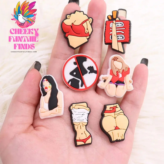 1Pcs PVC Sexy Body Part Woman Sandals Shoe Charms Accessories Shoe Buckle For Bracelet Kids Holiday Gift Cheeky Fantail Finds