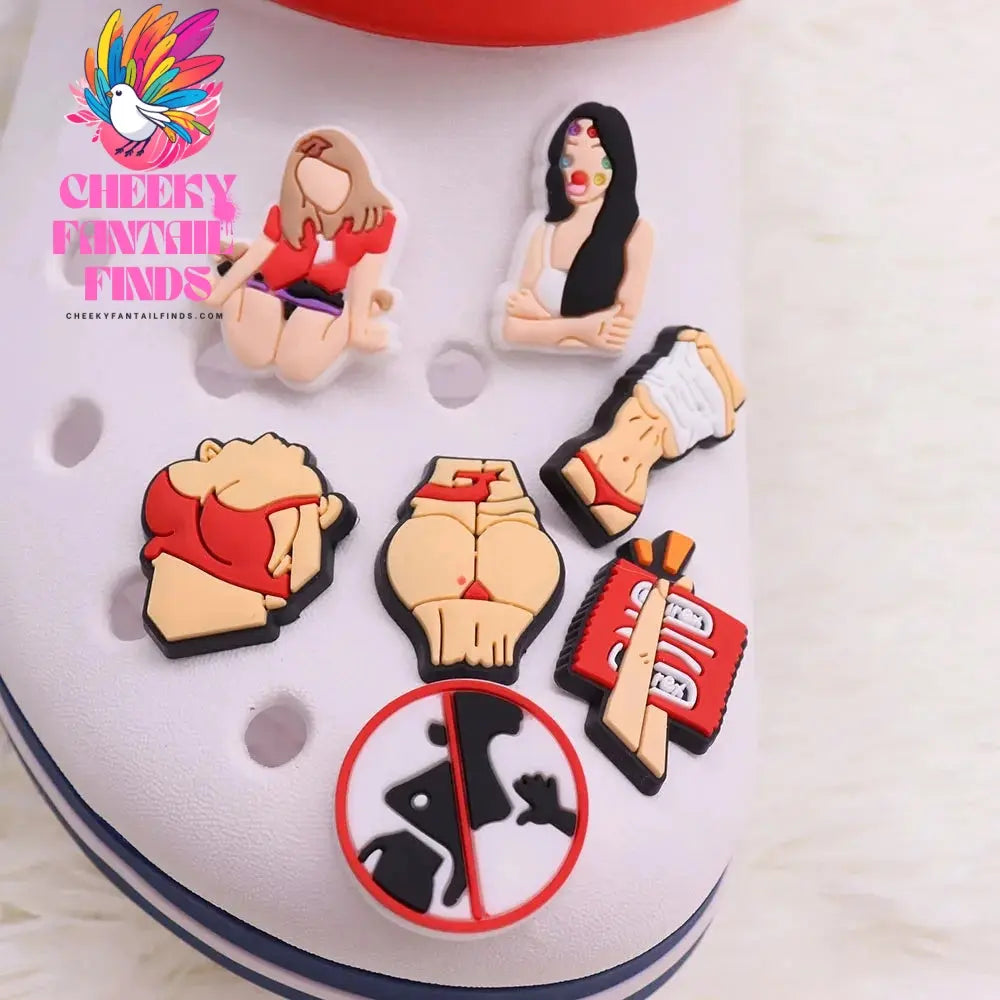 1Pcs PVC Sexy Body Part Woman Sandals Shoe Charms Accessories Shoe Buckle For Bracelet Kids Holiday Gift Cheeky Fantail Finds