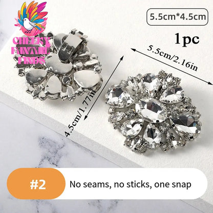 1Pcs Wedding DIY Detachable Charm Buckle Bridal Crystal Shoes Accessory Decoration Clip Women High Heel Rhinestone Shoe Buckles Cheeky Fantail Finds