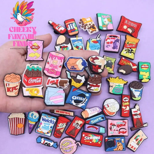 1Pcs Yummy Cookie Fried Chicken Chocolate Bar Candy Children Pvc Shoe Buckle Charms Clog Accessories Fit Women Sandals - Cheeky Fantail Finds