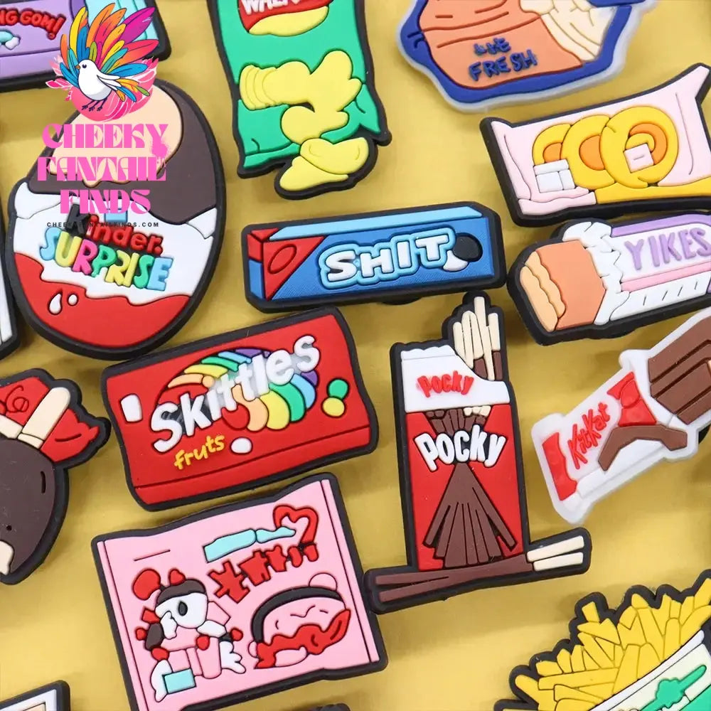 1Pcs Yummy Cookie Fried Chicken Chocolate Bar Candy Children Pvc Shoe Buckle Charms Clog Accessories Fit Women Sandals - Cheeky Fantail Finds