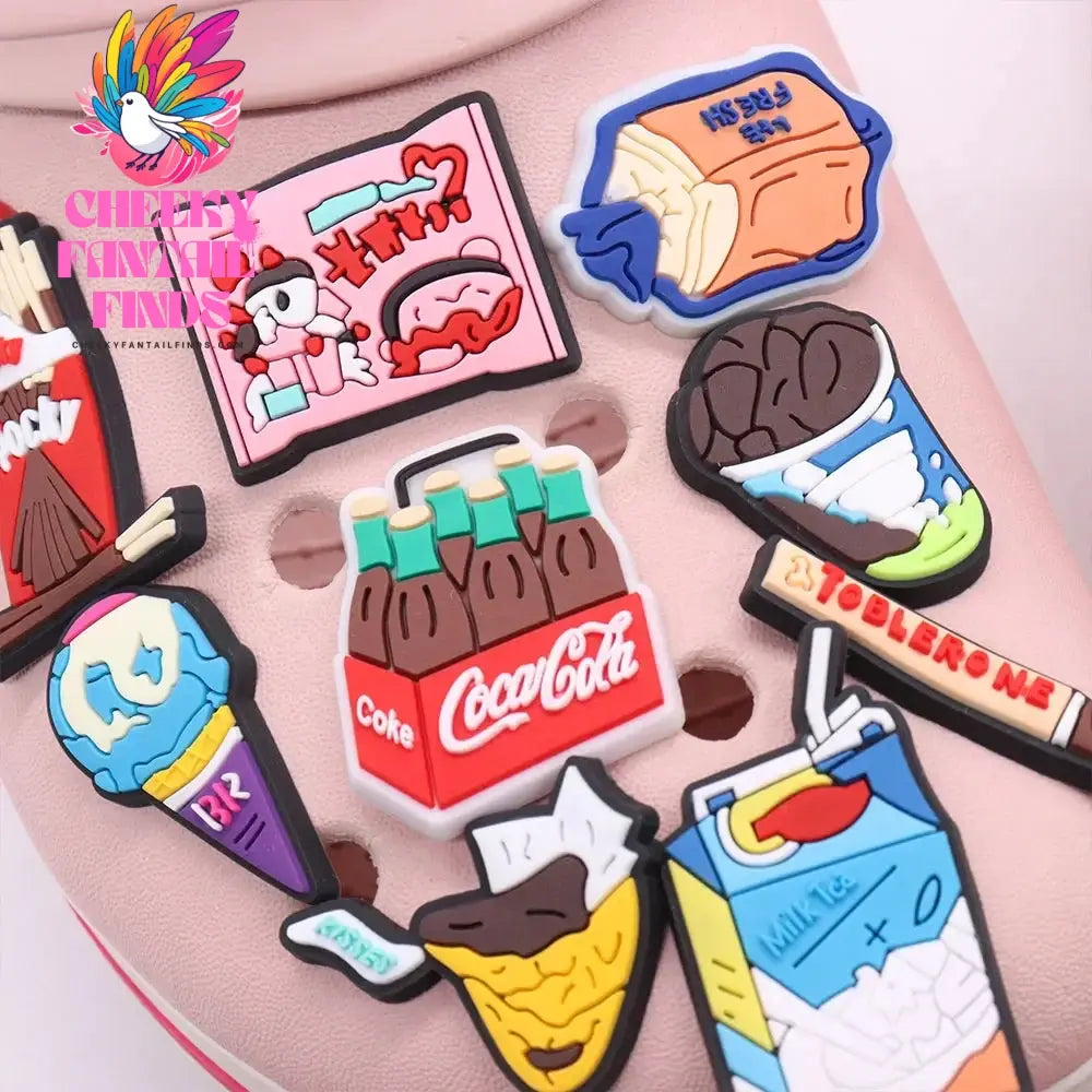 1Pcs Yummy Cookie Fried Chicken Chocolate Bar Candy Children Pvc Shoe Buckle Charms Clog Accessories Fit Women Sandals - Cheeky Fantail Finds