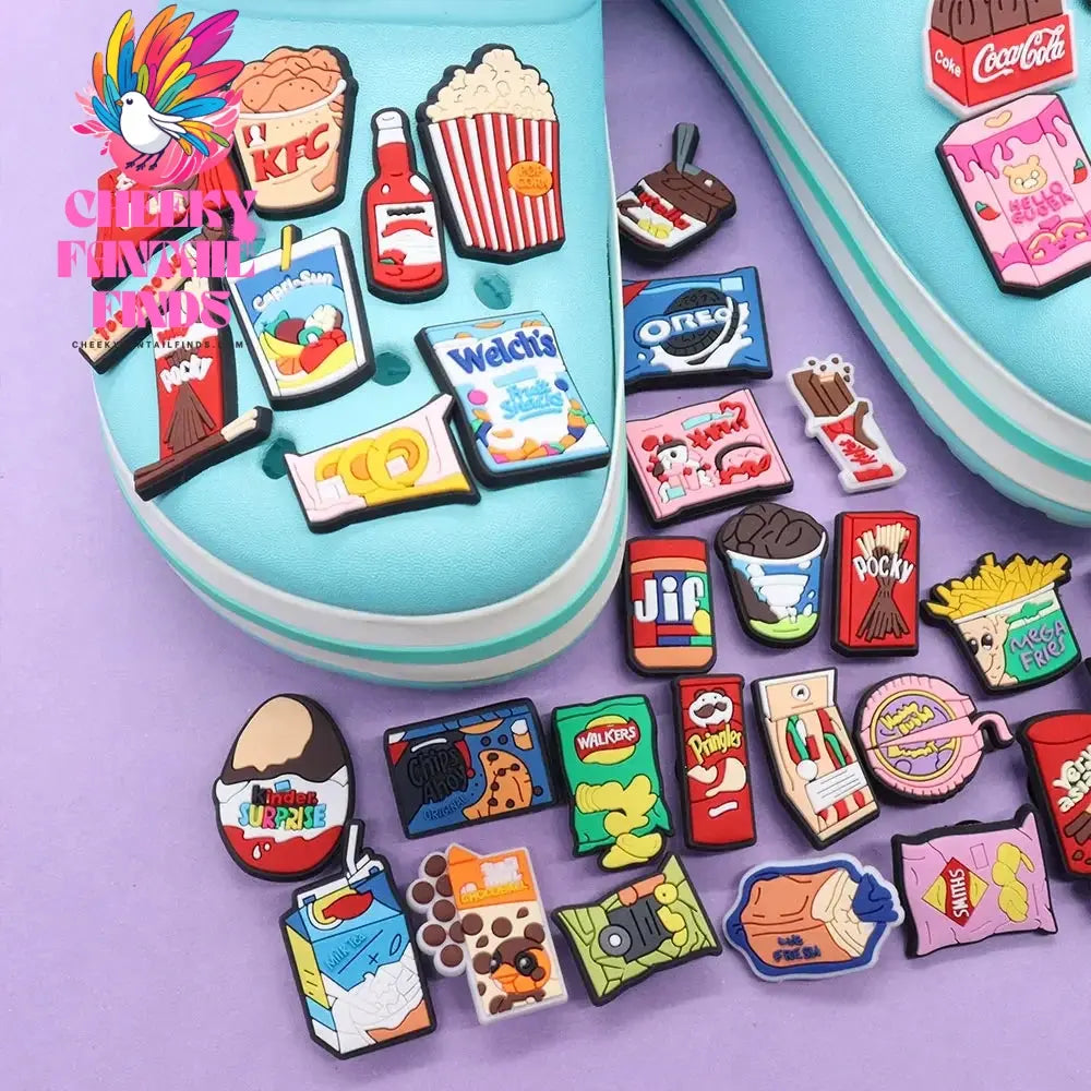 1Pcs Yummy Cookie Fried Chicken Chocolate Bar Candy Children Pvc Shoe Buckle Charms Clog Accessories Fit Women Sandals - Cheeky Fantail Finds