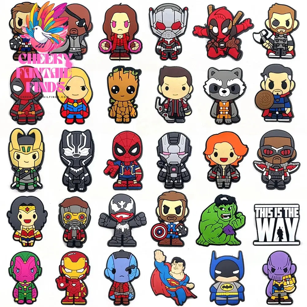 1Pcs superhero PVC Shoe Charms Cartoon DIY Garden Sandals Shoe Accessories For Clog Shoe Decorate Kids X-mas Gifts - Cheeky Fantail Finds
