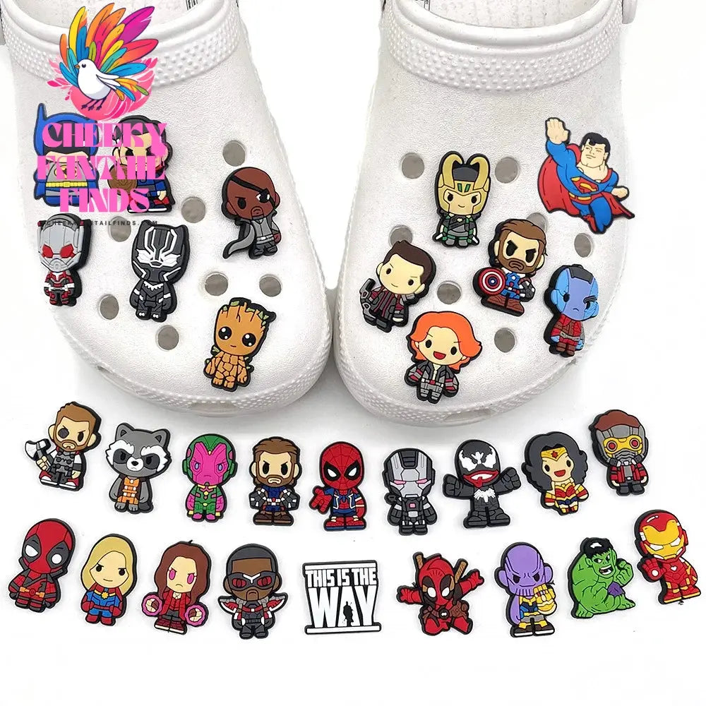 1Pcs superhero PVC Shoe Charms Cartoon DIY Garden Sandals Shoe Accessories For Clog Shoe Decorate Kids X-mas Gifts - Cheeky Fantail Finds