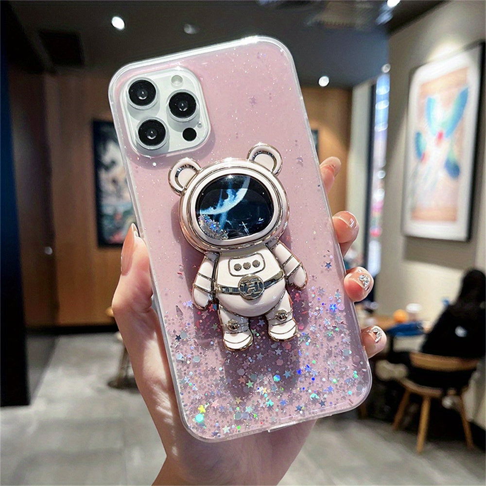 Quicksand Astronaut Bear Bracket Drop Glue Glitter For Phone Case