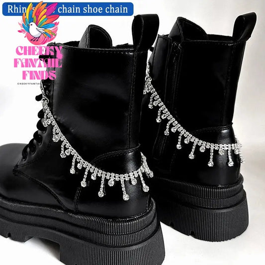 1pc Shoes Chain Decoration Luxury Rhinestone Chain Canvas Shoes Boots Shoes Accessories Diy Snap Hook Women Party Jewelry Cheeky Fantail Finds