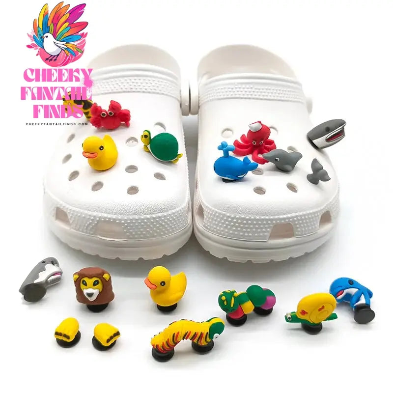 1pcs 3D Cute Dinosaur Rabbit Duck Shoe Charms Accessories Kawaii Bee Frog Sneakers Shoe Decorations Pins for Woman Men Sandal - Cheeky Fantail Finds