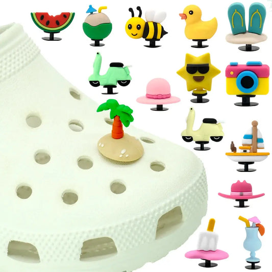 1pcs 3D Shoe Charms Plant Animal Duck Shoe Accessories  Vacation Vibe Pins for Woman Men Kids Buckles Gifts Sandals Decorations - Cheeky Fantail Finds