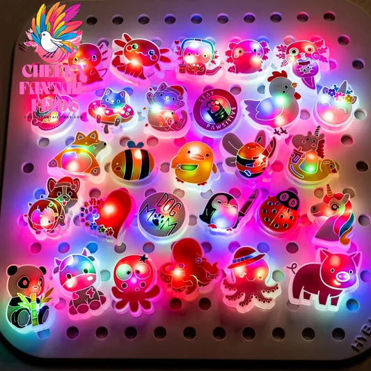 1pcs Animal LED Shoes Charms Lighted Cute Owl Duck Cat Panda Bee Pig Pink Shoe Decoration Accessories Salamander Clog Pins Cheeky Fantail Finds