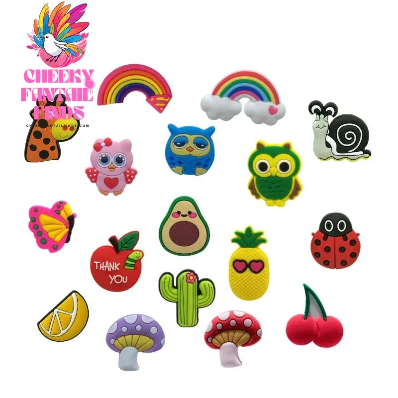 1pcs Animals Fruit Flower PVC Shoe Charms Butterfly Owl Ladybug Clog Decorations Avocado Cherry Mushroom Cactus Sandal Accessory - Cheeky Fantail Finds