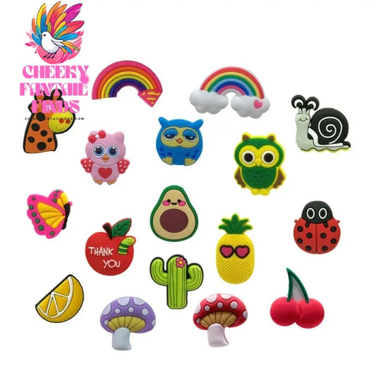 1pcs Animals Fruit Flower PVC Shoe Charms Butterfly Owl Ladybug Clog Decorations Avocado Cherry Mushroom Cactus Sandal Accessory - Cheeky Fantail Finds