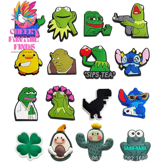 1pcs Cartoon Sad Frog Pepe PVC Duck Shoe Buckle Decoration Cute Shoes Accessories DIY for Shoes Women Girls Kids Boy Party Gifts Cheeky Fantail Finds
