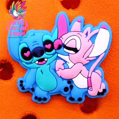 1pcs Cartoon movie Lilo Stitch Shoe Accessories Clog Charms Sandals Decoration Pink Stitch Angel PVC Clogs Buckle for Kids Gifts Cheeky Fantail Finds