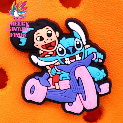 1pcs Cartoon movie Lilo Stitch Shoe Accessories Clog Charms Sandals Decoration Pink Stitch Angel PVC Clogs Buckle for Kids Gifts Cheeky Fantail Finds