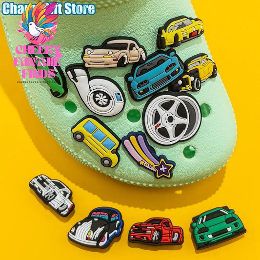 1pcs Clog Charms Cars Cool Roadster SUV PVC Clips Accessories Mini Classic Car Shoe Charms Turbine Clog Pin Kids Gift Cheeky Fantail Finds