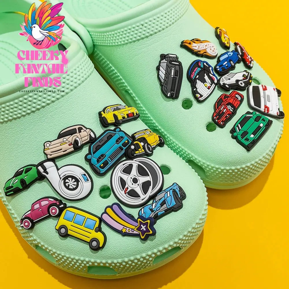 1pcs Clog Charms Cars Cool Roadster SUV PVC Clips Accessories Mini Classic Car Shoe Charms Turbine Clog Pin Kids Gift Cheeky Fantail Finds