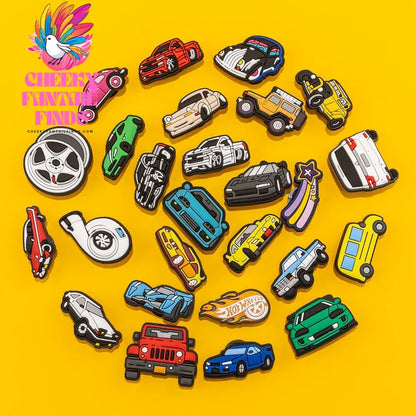 1pcs Clog Charms Cars Cool Roadster SUV PVC Clips Accessories Mini Classic Car Shoe Charms Turbine Clog Pin Kids Gift Cheeky Fantail Finds