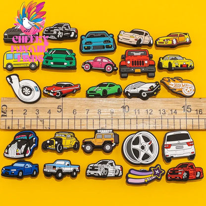1pcs Clog Charms Cars Cool Roadster SUV PVC Clips Accessories Mini Classic Car Shoe Charms Turbine Clog Pin Kids Gift Cheeky Fantail Finds