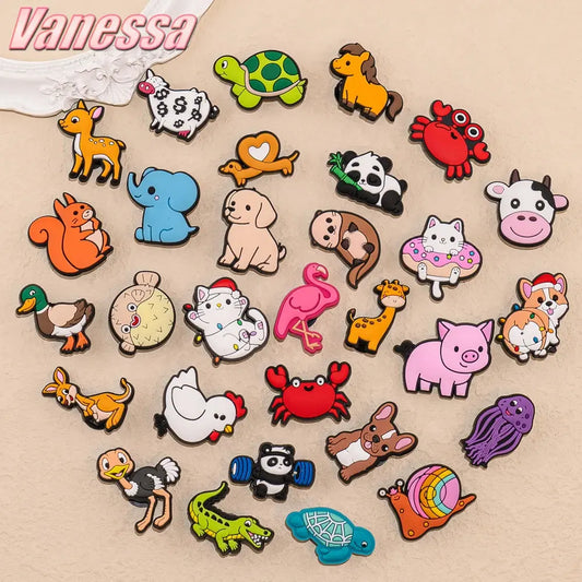 1pcs Cute Animals Cat Panda Cow Pig Charms for Shoe Decorations Pins for Kids Boy Girls Favor Gifts Accessories Dogs - Cheeky Fantail Finds