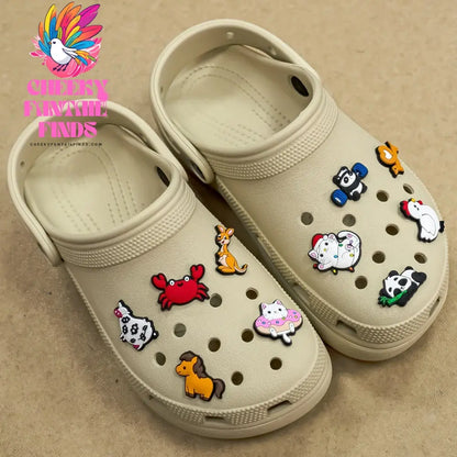 1pcs Cute Animals Cat Panda Cow Pig Charms for Shoe Decorations Pins for Kids Boy Girls Favor Gifts Accessories Dogs - Cheeky Fantail Finds
