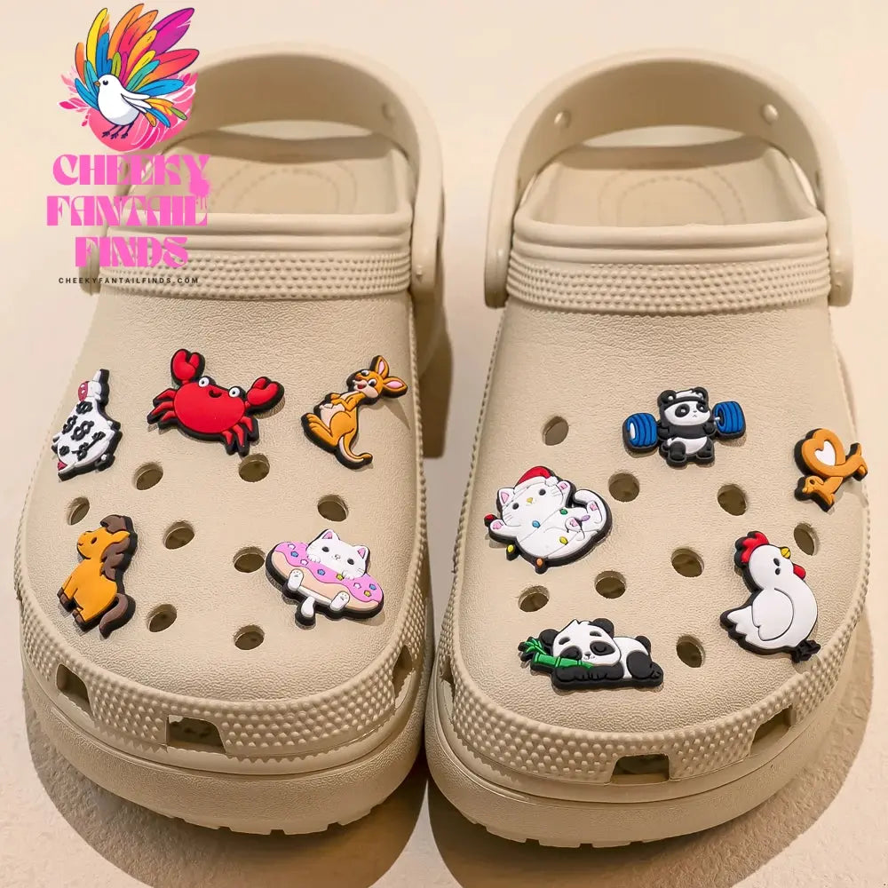 1pcs Cute Animals Cat Panda Cow Pig Charms for Shoe Decorations Pins for Kids Boy Girls Favor Gifts Accessories Dogs - Cheeky Fantail Finds