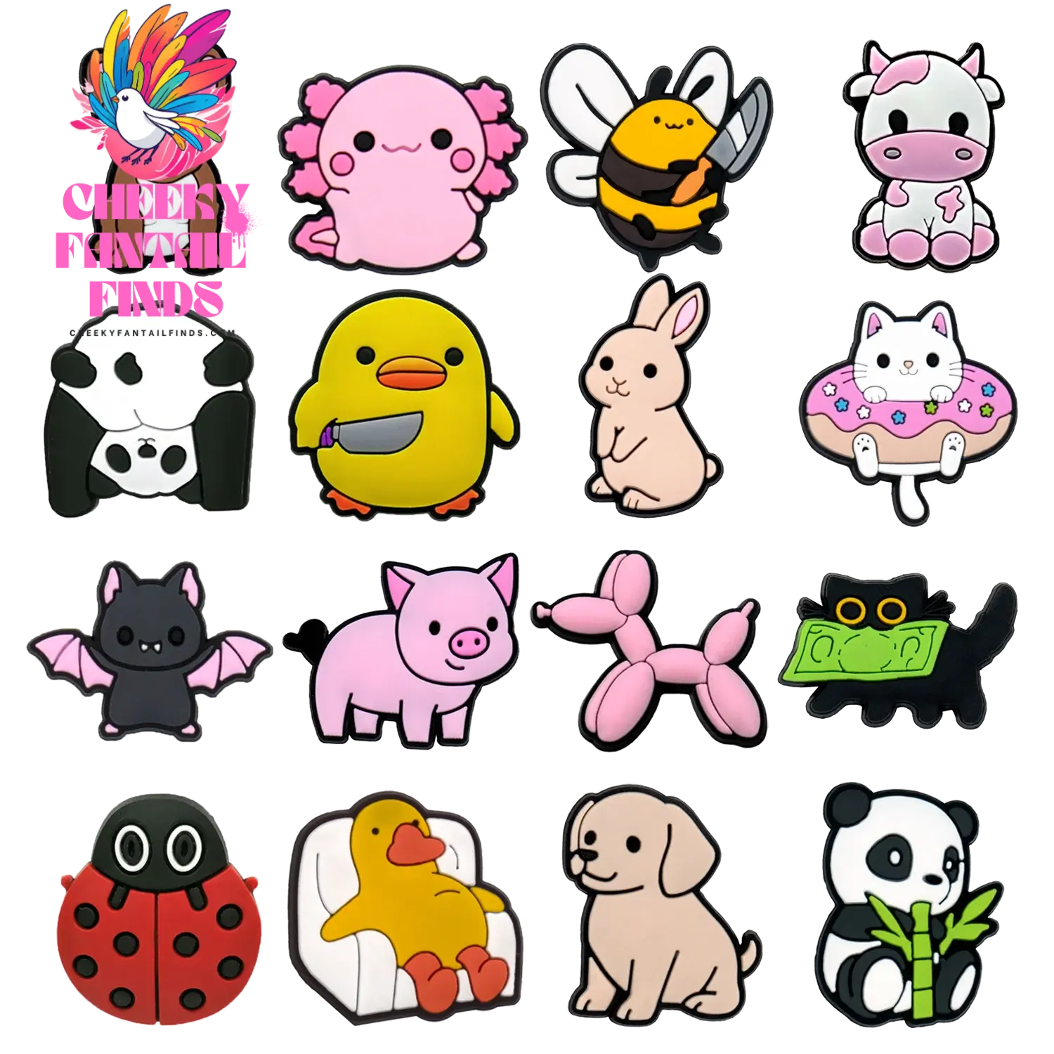 1pcs Cute Animals Shoe Charms Accessories Funny Duck Dog Panda Pig Shoe Decoration Bunny Cat Clog Pin for Women Grils Gift Cheeky Fantail Finds