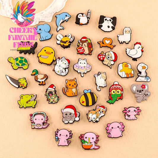1pcs Cute Animals Shoe Charms Cats Dogs Panda Duck Pins Pink Shoe Accessories Sandals Decorations for Kids Men Women Buckle - Cheeky Fantail Finds