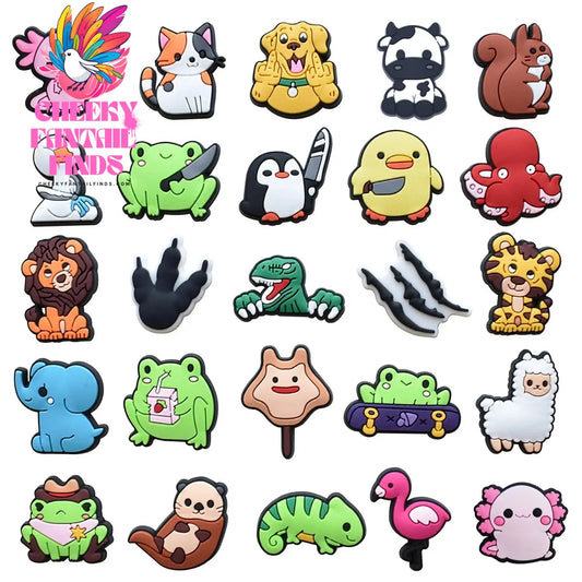 1pcs Cute Duck Dogs Cats Frogs Cartoon Animals Shoe Accessories Shoe Decorations Charms for Shoes Clogs Women Girl Kids Gifts Cheeky Fantail Finds