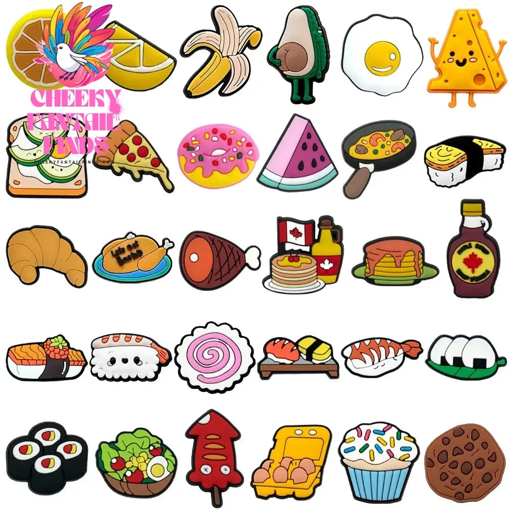 1pcs Cute Food Shoe Charms for Women Men Kids Sushi Cheese Lemon Fruit Cake Shoe Decorations Pins Clog Buckles Ornament Gifts - Cheeky Fantail Finds