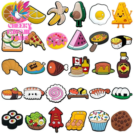 1pcs Cute Food Shoe Charms for Women Men Kids Sushi Cheese Lemon Fruit Cake Shoe Decorations Pins Clog Buckles Ornament Gifts - Cheeky Fantail Finds