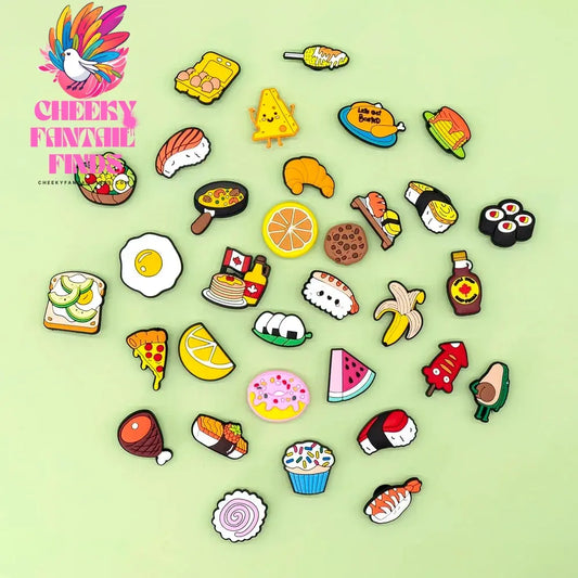 1pcs Cute Food Shoe Charms for Women Men Kids Sushi Cheese Lemon Fruit Cake Shoe Decorations Pins Clog Buckles Ornament Gifts - Cheeky Fantail Finds