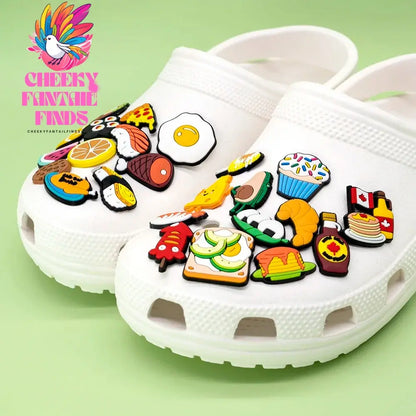 1pcs Cute Food Shoe Charms for Women Men Kids Sushi Cheese Lemon Fruit Cake Shoe Decorations Pins Clog Buckles Ornament Gifts - Cheeky Fantail Finds