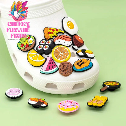 1pcs Cute Food Shoe Charms for Women Men Kids Sushi Cheese Lemon Fruit Cake Shoe Decorations Pins Clog Buckles Ornament Gifts - Cheeky Fantail Finds