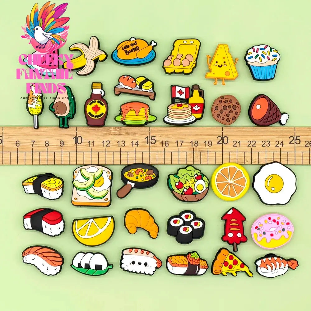 1pcs Cute Food Shoe Charms for Women Men Kids Sushi Cheese Lemon Fruit Cake Shoe Decorations Pins Clog Buckles Ornament Gifts - Cheeky Fantail Finds