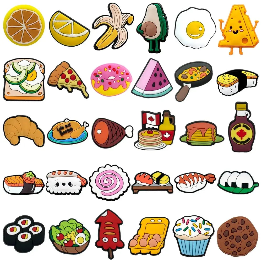 1pcs Cute Food Shoe Charms for Women Men Kids Sushi Cheese Lemon Fruit Cake Shoe Decorations Pins Clog Buckles Ornament Gifts - Cheeky Fantail Finds