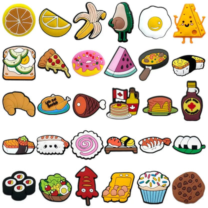 1pcs Cute Food Shoe Charms for Women Men Kids Sushi Cheese Lemon Fruit Cake Shoe Decorations Pins Clog Buckles Ornament Gifts - Cheeky Fantail Finds