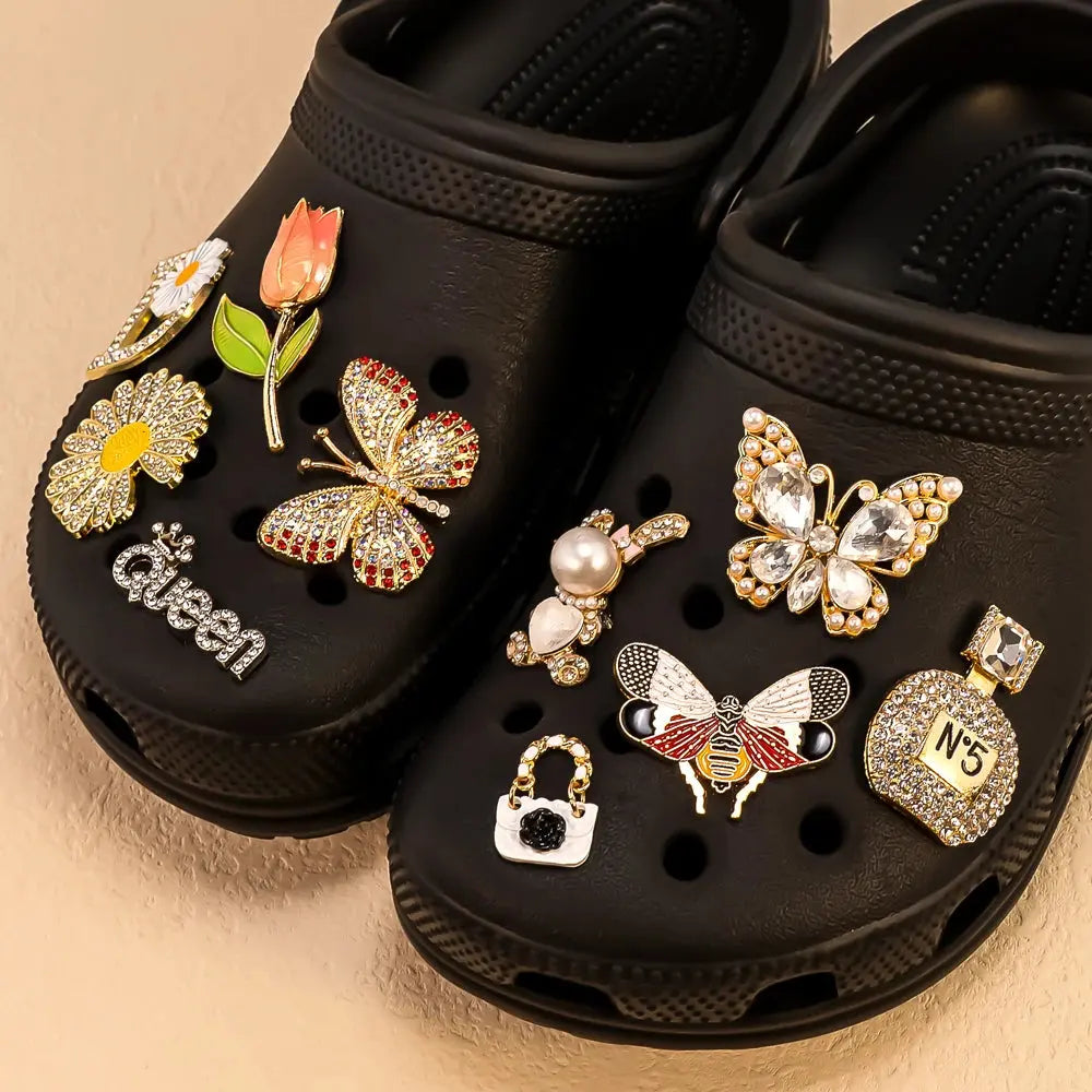 1pcs Designer Metal Shoe Charms Luxury Decorations Pins for Women Girls Sandal Ornamental Pearl Shoe Accessories for Clog Buckle - Cheeky Fantail Finds